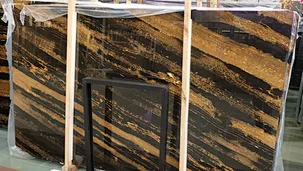 Black Golden Silver Portoro Marble Slab